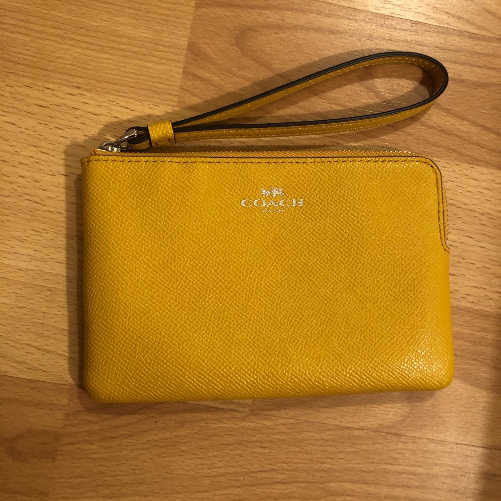 Mustard yellow wristlet